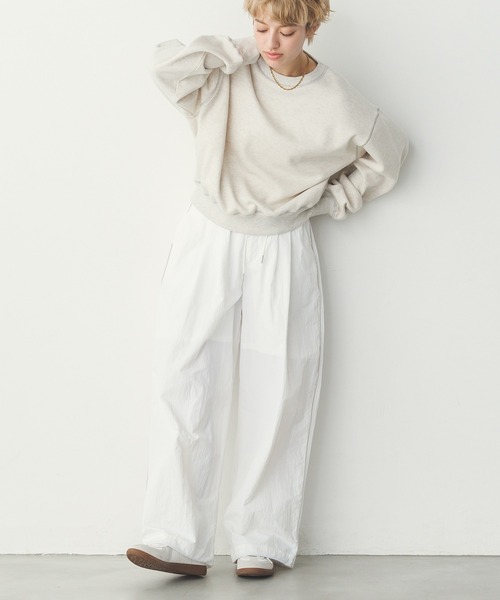 hunch（ハンチ）の「【撥水加工】グログラン タックパンツ（その他パンツ・レディース・ベージュ/ホワイト/ダークネイビー・FREE）」の14枚目の写真