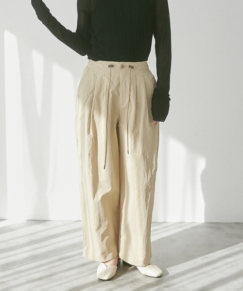 hunch（ハンチ）の「【撥水加工】グログラン タックパンツ（その他パンツ・レディース・ベージュ/ホワイト/ダークネイビー・FREE）」の15枚目の写真