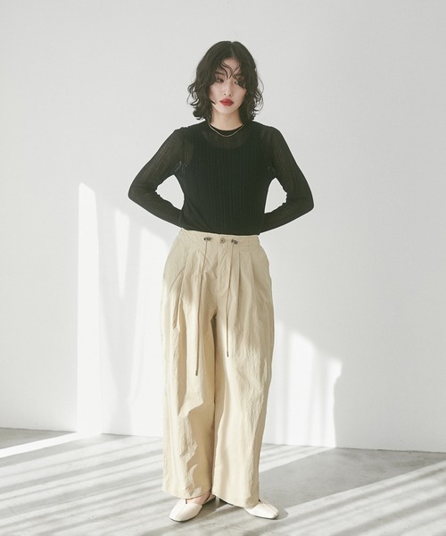 hunch（ハンチ）の「【撥水加工】グログラン タックパンツ（その他パンツ・レディース・ベージュ/ホワイト/ダークネイビー・FREE）」の16枚目の写真