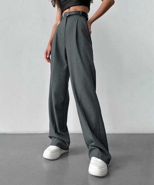 aimoha(アイモハ)の「ワイドシルエットタックパンツ(スラックス・レディース・ベージュ/グレー/ブラック・SMALL/MEDIUM/LARGE)」の11枚目の写真