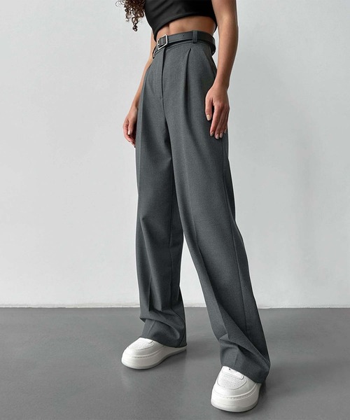 aimoha(アイモハ)の「ワイドシルエットタックパンツ(スラックス・レディース・ベージュ/グレー/ブラック・SMALL/MEDIUM/LARGE)」の12枚目の写真