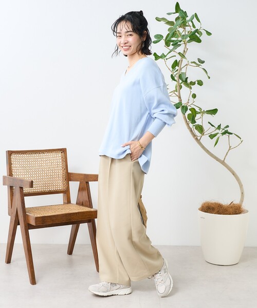 FREAK'S STORE（フリークスストア）の「二重織 センタープレスパンツ/イージーパンツ（その他パンツ・レディース・レッド/ブラック/ベージュ・ﾌﾘ-）」の6枚目の写真