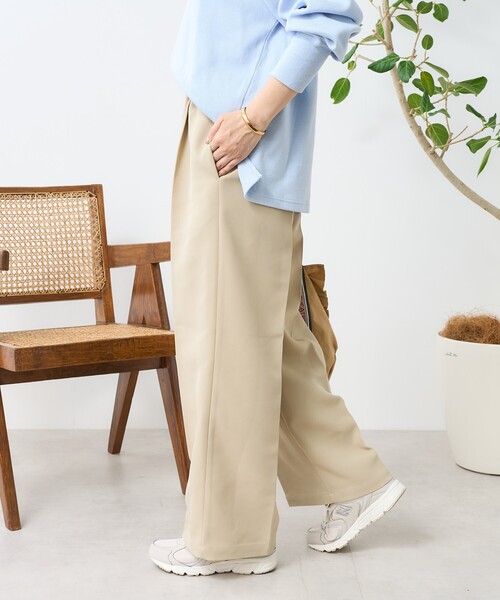 FREAK'S STORE（フリークスストア）の「二重織 センタープレスパンツ/イージーパンツ（その他パンツ・レディース・レッド/ブラック/ベージュ・ﾌﾘ-）」の9枚目の写真