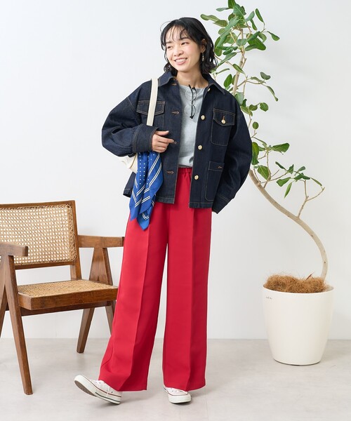 FREAK'S STORE（フリークスストア）の「二重織 センタープレスパンツ/イージーパンツ（その他パンツ・レディース・レッド/ブラック/ベージュ・ﾌﾘ-）」の12枚目の写真