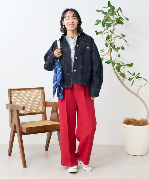 FREAK'S STORE（フリークスストア）の「二重織 センタープレスパンツ/イージーパンツ（その他パンツ・レディース・レッド/ブラック/ベージュ・ﾌﾘ-）」の13枚目の写真