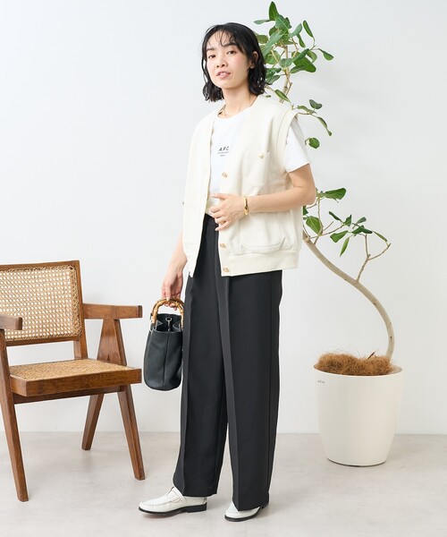 FREAK'S STORE（フリークスストア）の「二重織 センタープレスパンツ/イージーパンツ（その他パンツ・レディース・レッド/ブラック/ベージュ・ﾌﾘ-）」の21枚目の写真