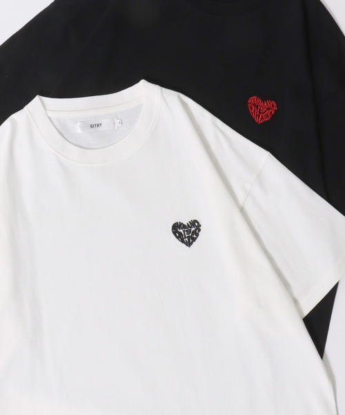 ハート柄モチーフロゴTシャツ&ショートパンツ セール】SITRY Heart Embroidery T-Shirt/別注 オーバーサイズ