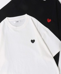 SITRY Heart Embroidery T-Shirt/別注 オーバーサイズ ハートロゴ ワンポイントラメ刺繍 半袖Tシャツ レディース メンズ