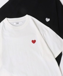 SITRY | SITRY Heart Embroidery T-Shirt/別注 オーバーサイズ ハートロゴ ワンポイントラメ刺繍 半袖Tシャツ レディース メンズ(Tシャツ/カットソー)