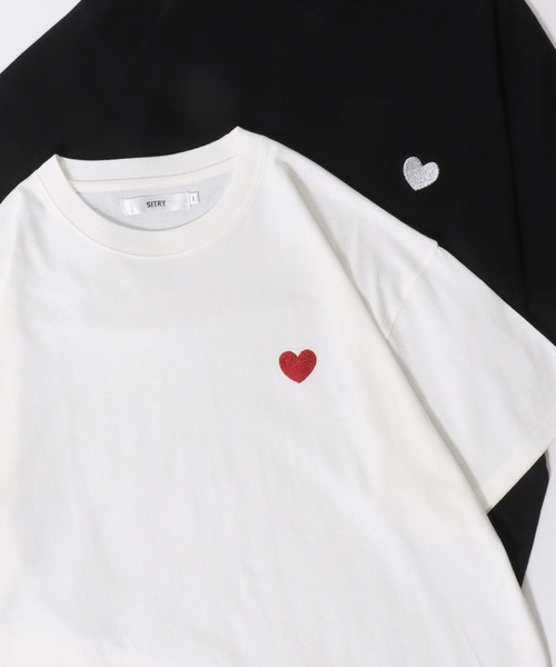 アミパリス 半袖 Tシャツ BFUTS005.726 ハートロゴ 刺繍 (AMI