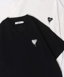 SITRY Heart Embroidery T-Shirt/別注 オーバーサイズ ハートロゴ ワンポイントラメ刺繍 半袖Tシャツ レディース メンズ