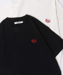 SITRY Heart Embroidery T-Shirt/別注 オーバーサイズ ハートロゴ ワンポイントラメ刺繍 半袖Tシャツ レディース メンズ