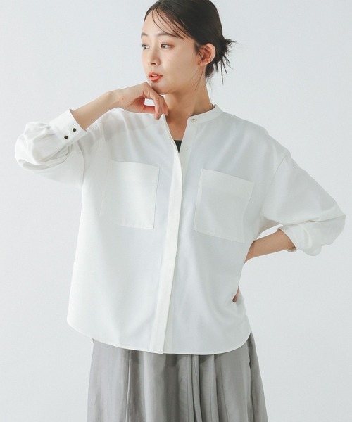 セール】キレイつづくポケットブラウス/147538（シャツ/ブラウス