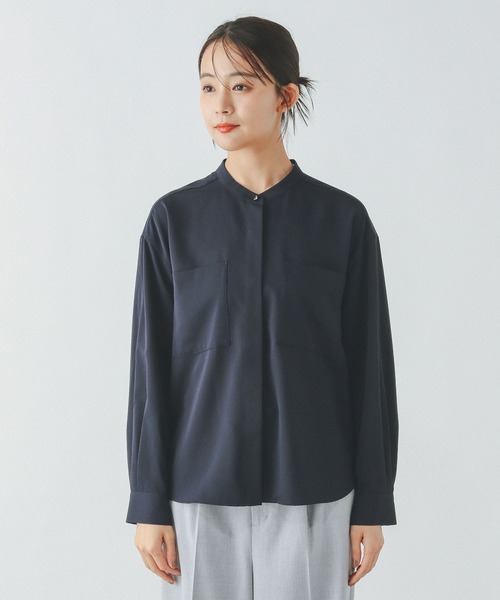 セール】キレイつづくポケットブラウス/147538（シャツ/ブラウス