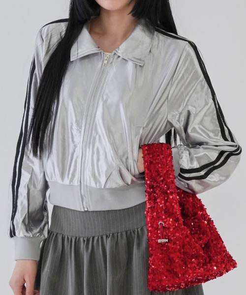 パーカー 「 cunii 」グロッシー メタル トラックジャケット レディース cunii 】グロッシー メタル トラックジャケット（パーカー