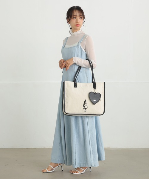 トート ハートポーチ A4 ロゴ刺繍 パイピング メイルⅡ（トートバッグ