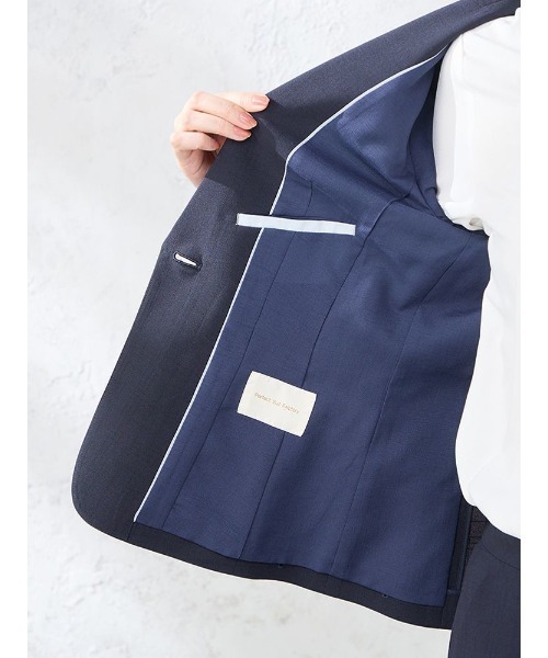 Perfect Suit FActory ブルーチェック　スーツ セットアップ 洗える・ストレッチ】合繊シャドーチェック柄 ジャケットパンツ