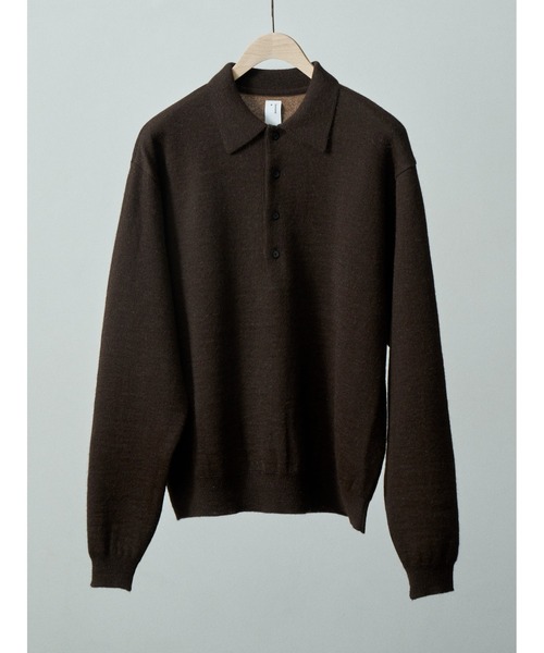 benine9(ビーナイン)の「benine 9 Alpaca Bonded Knit Polo Shirt (BN0225-303)(シャツ/ブラウス・メンズ・ブラウン/グレー・SMALL/MEDIUM/LARGE)」の1枚目の写真
