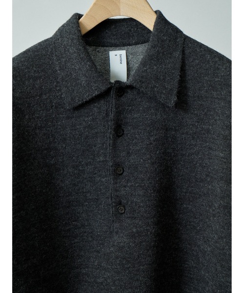 benine9(ビーナイン)の「benine 9 Alpaca Bonded Knit Polo Shirt (BN0225-303)(シャツ/ブラウス・メンズ・ブラウン/グレー・SMALL/MEDIUM/LARGE)」の4枚目の写真