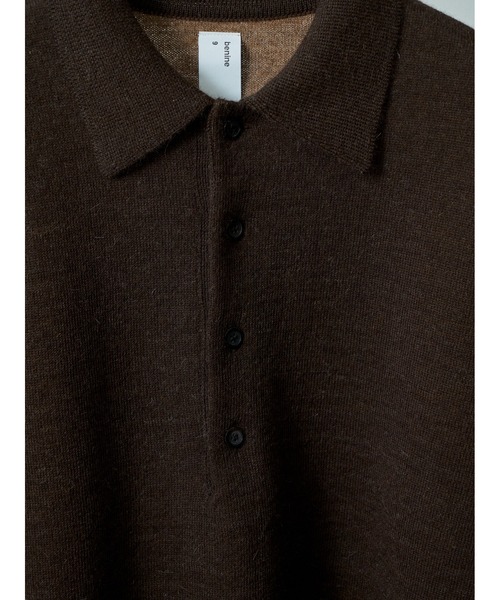 benine9(ビーナイン)の「benine 9 Alpaca Bonded Knit Polo Shirt (BN0225-303)(シャツ/ブラウス・メンズ・ブラウン/グレー・SMALL/MEDIUM/LARGE)」の7枚目の写真