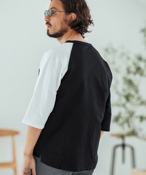 Magine(マージン)の「mt9604-Mini Sweat Fabric Raglan Color-Block Sleeves Pullover プルオーバー(その他トップス・メンズ・ホワイト×ブラック/ブラック系その他/ブラック×ホワイト/ホワイト系その他・44/46/48)」の4枚目の写真