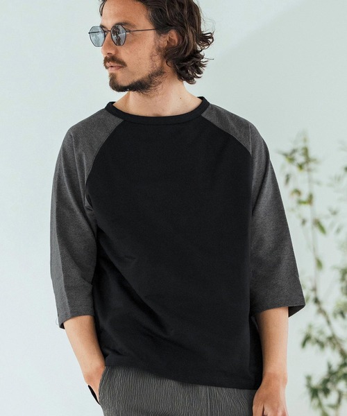 Magine(マージン)の「mt9604-Mini Sweat Fabric Raglan Color-Block Sleeves Pullover プルオーバー(その他トップス・メンズ・ホワイト×ブラック/ブラック系その他/ブラック×ホワイト/ホワイト系その他・44/46/48)」の1枚目の写真