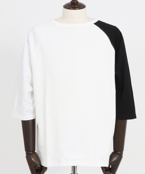 Magine(マージン)の「mt9604-Mini Sweat Fabric Raglan Color-Block Sleeves Pullover プルオーバー(その他トップス・メンズ・ホワイト×ブラック/ブラック系その他/ブラック×ホワイト/ホワイト系その他・44/46/48)」の12枚目の写真