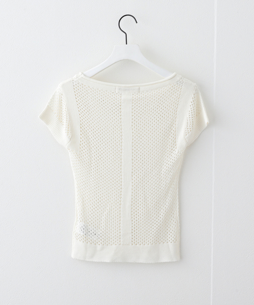 MSCHF（ミスチーフ）の「【Geek Office / ギークオフィス】MSCHF / ミスチーフ ロンバス クロシェ ニット T（Tシャツ/カットソー・レディース・アイボリー/ブラック・SMALL）」の8枚目の写真