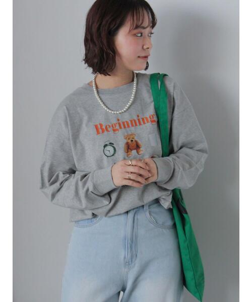 ehka sopo（エヘカソポ）の「フォトプリントロンT（Tシャツ/カットソー・レディース・グレー/ネイビー/ミント/オフホワイト・F）」の14枚目の写真