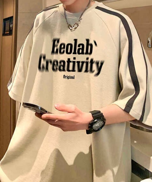 link lot(リンクロット)の「サイドラインフロントロゴビッグTシャツ 男女兼用 ラグランスリーブ(Tシャツ/カットソー・メンズ・ブラック/アイボリー・M/L)」の20枚目の写真