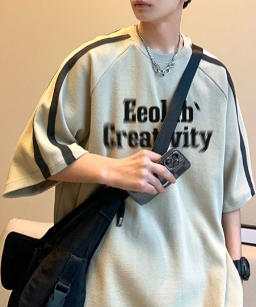 link lot(リンクロット)の「サイドラインフロントロゴビッグTシャツ 男女兼用 ラグランスリーブ(Tシャツ/カットソー・メンズ・ブラック/アイボリー・M/L)」の19枚目の写真