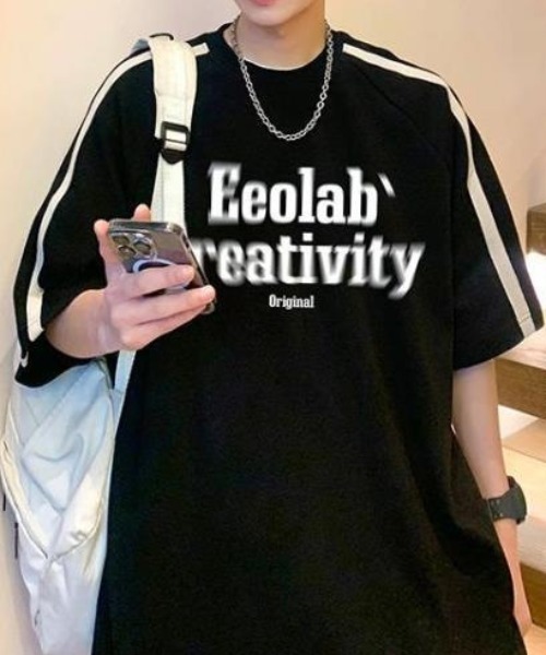 link lot(リンクロット)の「サイドラインフロントロゴビッグTシャツ 男女兼用 ラグランスリーブ(Tシャツ/カットソー・メンズ・ブラック/アイボリー・M/L)」の22枚目の写真