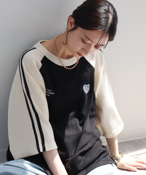 KANGOL(カンゴール)の「【KANGOL/カンゴール】 ワッフル ラグラン 刺繍ロゴ 半袖 Tシャツ(Tシャツ/カットソー・メンズ・ホワイト×ブラック/ブラック×ホワイト/ホワイト×レッド/ブラック×ブルー/ネイビー・L/XL/M)」の1枚目の写真