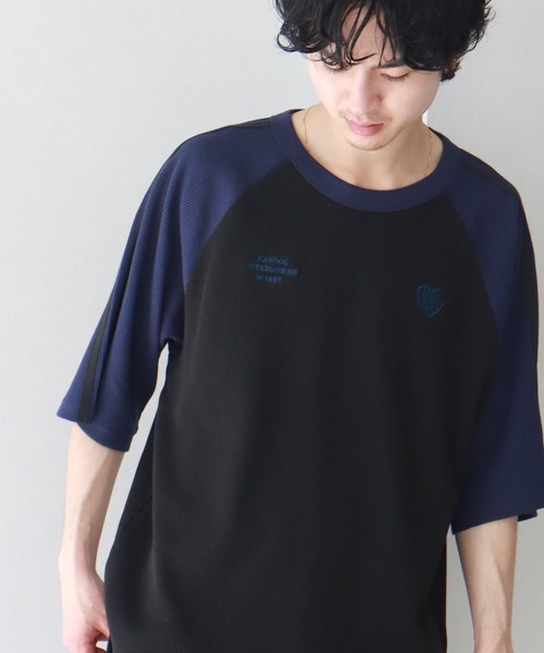 KANGOL(カンゴール)の「【KANGOL/カンゴール】 ワッフル ラグラン 刺繍ロゴ 半袖 Tシャツ(Tシャツ/カットソー・メンズ・ホワイト×ブラック/ブラック×ホワイト/ホワイト×レッド/ブラック×ブルー/ネイビー・L/XL/M)」の4枚目の写真