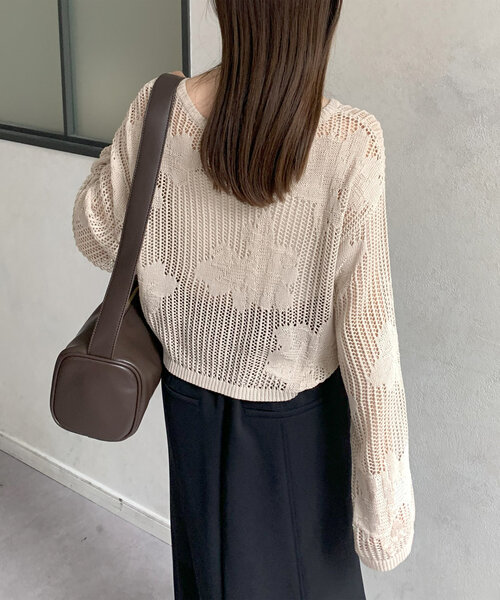 Thevon(ゼボン)の「ジャガードメッシュニット(ニット/セーター・レディース・アイボリー/ブラック/ブラウン/グリーン系その他・FREE)」の20枚目の写真