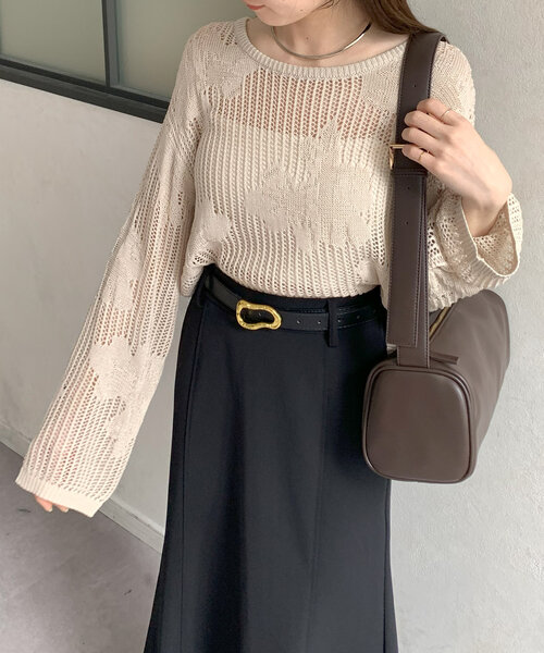 Thevon(ゼボン)の「ジャガードメッシュニット(ニット/セーター・レディース・アイボリー/ブラック/ブラウン/グリーン系その他・FREE)」の21枚目の写真
