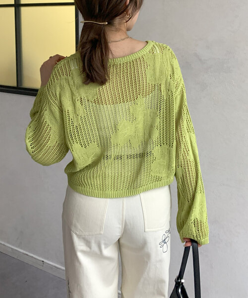 Thevon(ゼボン)の「ジャガードメッシュニット(ニット/セーター・レディース・アイボリー/ブラック/ブラウン/グリーン系その他・FREE)」の10枚目の写真