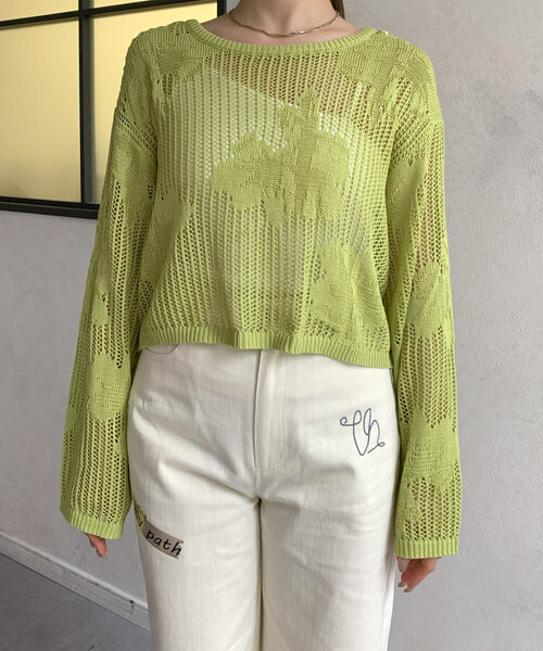 Thevon(ゼボン)の「ジャガードメッシュニット(ニット/セーター・レディース・アイボリー/ブラック/ブラウン/グリーン系その他・FREE)」の15枚目の写真
