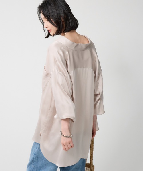 BABYLONE（バビロン）の「ウォッシャブルシルクレーヨンシャツ（シャツ/ブラウス・レディース・ダークブラウン/ライトベージュ・フリー）」の15枚目の写真