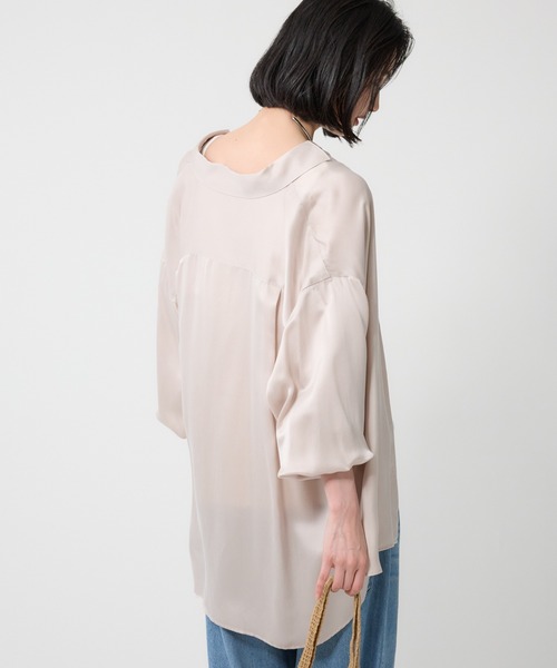 BABYLONE（バビロン）の「ウォッシャブルシルクレーヨンシャツ（シャツ/ブラウス・レディース・ダークブラウン/ライトベージュ・フリー）」の16枚目の写真