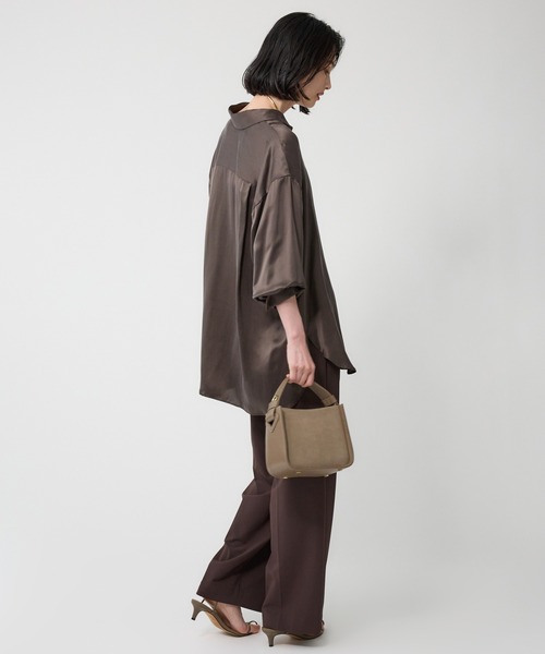BABYLONE（バビロン）の「ウォッシャブルシルクレーヨンシャツ（シャツ/ブラウス・レディース・ダークブラウン/ライトベージュ・フリー）」の13枚目の写真