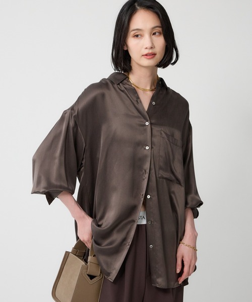 BABYLONE バビロン ベーシックコットンシルクシャツ BABYLONE ベーシックコットンシルクシャツ ブルー バビロン