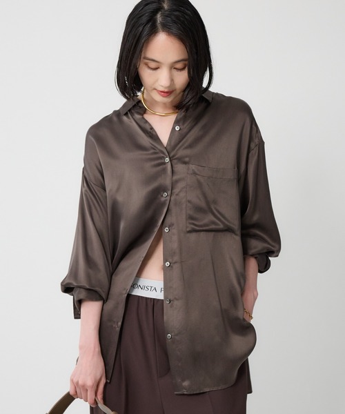 【原価ぶっ壊し割引】シルククレープ シャツ セール】ウォッシャブルシルクレーヨンシャツ(シャツ/ブラウス