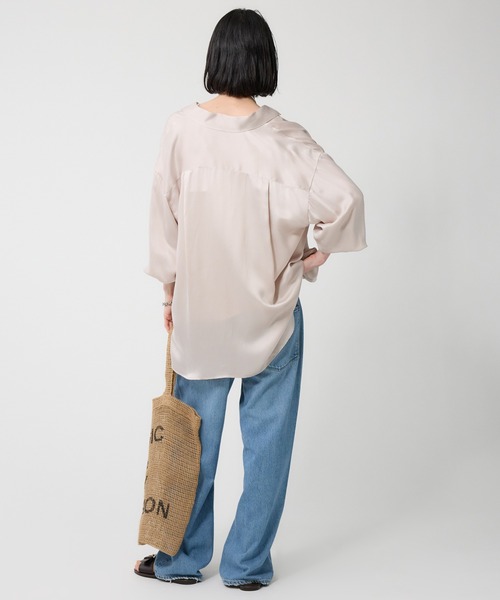 BABYLONE（バビロン）の「ウォッシャブルシルクレーヨンシャツ（シャツ/ブラウス・レディース・ダークブラウン/ライトベージュ・フリー）」の22枚目の写真