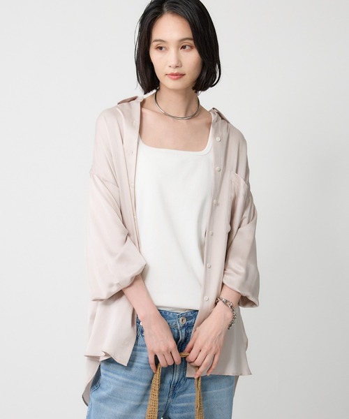 BABYLONE（バビロン）の「ウォッシャブルシルクレーヨンシャツ（シャツ/ブラウス・レディース・ダークブラウン/ライトベージュ・フリー）」の18枚目の写真