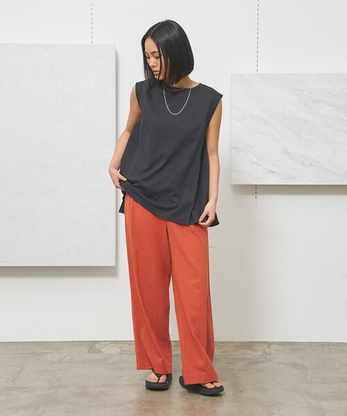 J.PRESS YORK STREET(ジェイプレスヨークストリート)の「【WOMEN】ファブリックポイント ノースリーブプルオーバー(Tシャツ/カットソー・レディース・ブラック系/ライトグリーン系/スカイブルー系/ホワイト系・F)」の5枚目の写真