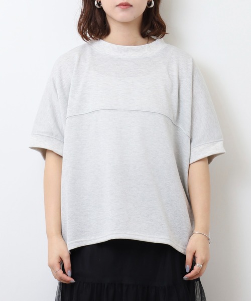 atONE(アットワン)の「ラメ混裏毛デザインハーフスリーブプルオーバートップス(Tシャツ/カットソー・レディース・杢グレー/チャコール/オートミール・L/M)」の20枚目の写真