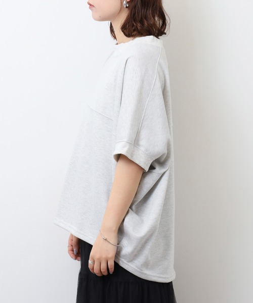 atONE(アットワン)の「ラメ混裏毛デザインハーフスリーブプルオーバートップス(Tシャツ/カットソー・レディース・杢グレー/チャコール/オートミール・L/M)」の21枚目の写真