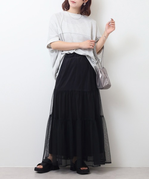 atONE(アットワン)の「ラメ混裏毛デザインハーフスリーブプルオーバートップス(Tシャツ/カットソー・レディース・杢グレー/チャコール/オートミール・L/M)」の19枚目の写真