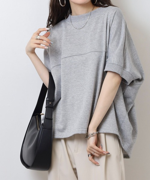 atONE(アットワン)の「ラメ混裏毛デザインハーフスリーブプルオーバートップス(Tシャツ/カットソー・レディース・杢グレー/チャコール/オートミール・L/M)」の8枚目の写真